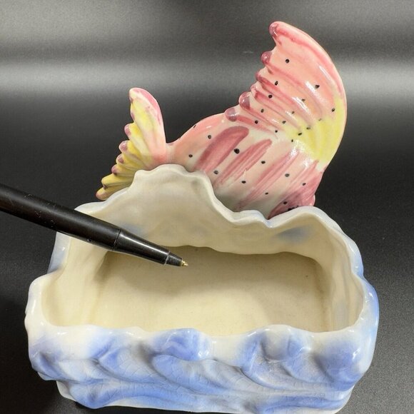 Vintage 1960s Pottery Fish Planter Flower Pot Ceramic Made In Japan Japanese VTG - Picture 7 of 13